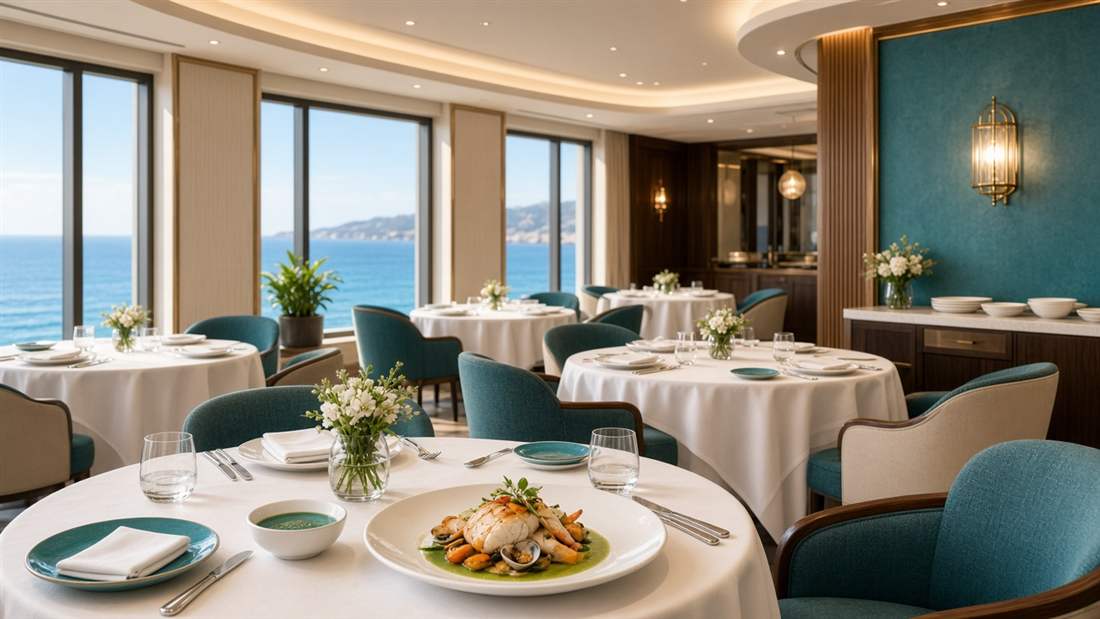 Sala de refeições elegante a bordo do cruzeiro
